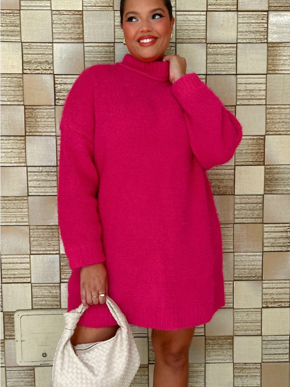 Show Me Your MuMu Timmy Tunic Sweater Dress - Pink Rose Knit - Picture 2 of 6